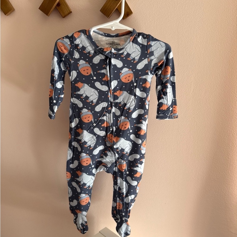 NWT Caden Lane Bearly Asleep Zipper Footie 3-6 Months